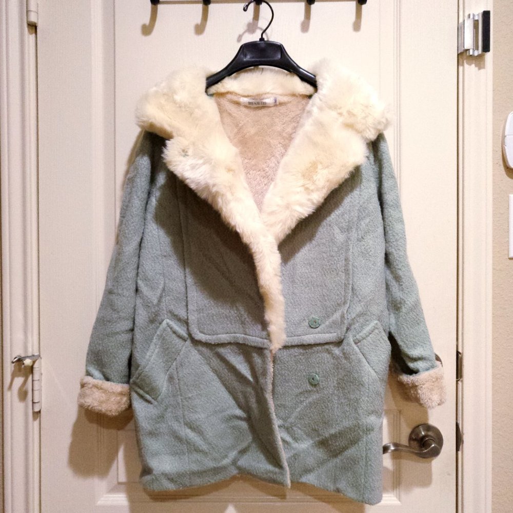 Cozy Faux Fur Collar Lining Wool Coat